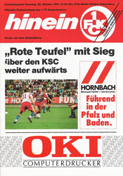 FC Kaiserslautern Karlsruher SC Programm 1991/92 1 